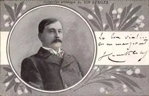 Passepartout Ak Schriftsteller Georges Courteline, Reklame Vin Desiles