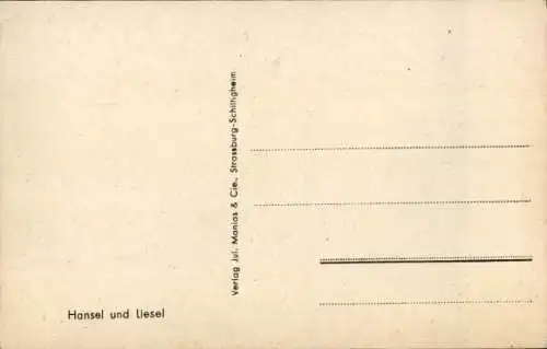 Ak Hansel und Liesel, Kinder in Elsässer Trachten