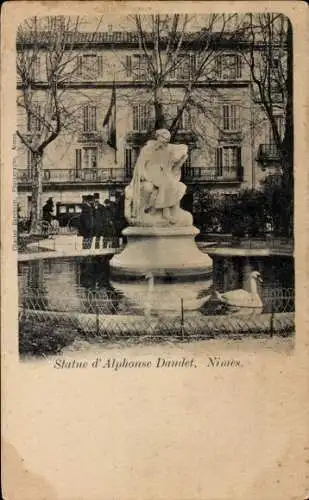 Ak Nîmes Gard, Statue von Alphonse Daudet