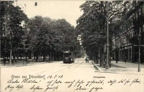 Ak Düsseldorf am Rhein, Königsallee, Straßenbahn