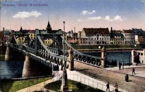 Ak Hansestadt Bremen, Große Weserbrücke