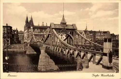 Ak Hansestadt Bremen, Große Weserbrücke