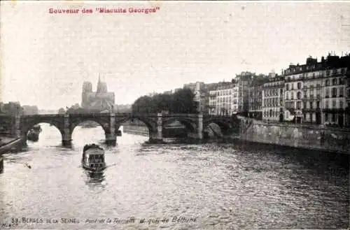 Ak Paris I Louvre, Ufer der Seine, Pont de la Tournelle