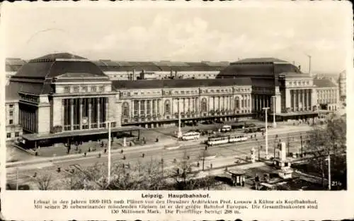 Ak Leipzig in Sachsen, Hauptbahnhof, Straßenbahn