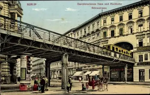 Ak Berlin Schöneberg, Bülowstraße, Hausdurchfahrt der Hochbahn