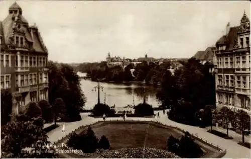 Ak Kaliningrad Königsberg Ostpreußen, Blick nach dem Schlossteich