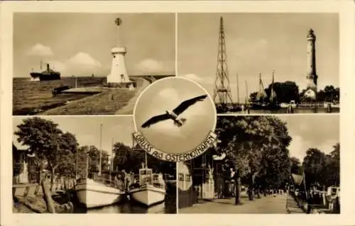 Ak Chorzelin Osternothafen Świnoujście Swinemünde Pommern, Leuchtturm, Mole, Boote