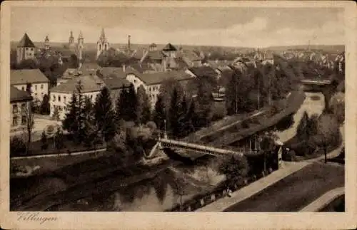 Ak Villingen im Schwarzwald, Gesamtansicht, Brücke