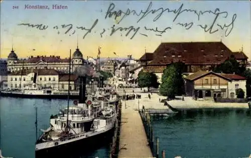 Ak Konstanz am Bodensee, Hafen, Teilansicht