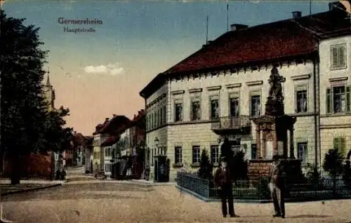 Ak Germersheim am Rhein, Hauptstraße, Denkmal