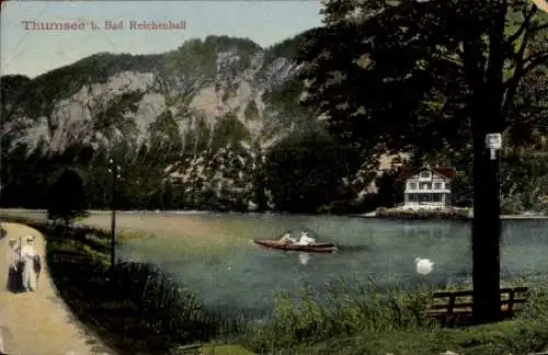 Ak Thumsee Karlstein Bad Reichenhall Oberbayern, Ruderboot