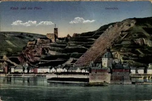 Ak Caub Kaub am Rhein, Burg Pfalzgrafenstein, Pfalz, Gutenfels