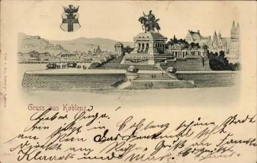 Litho Koblenz am Rhein, Deutsches Eck, Wappen