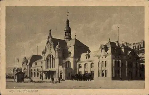 Ak Koblenz am Rhein, Hauptbahnhof von der Straße aus