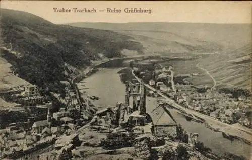 Ak Traben Trarbach an der Mosel, Ruine Gräfinburg, Gesamtansicht