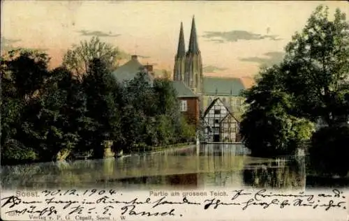 Ak Soest in Westfalen, Kirche, Großer Teich