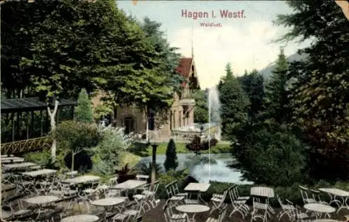 Ak Hagen in Westfalen, Waldlust, Terrasse