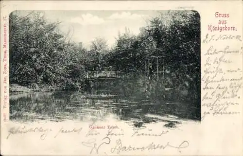 Ak Königsborn Unna im Ruhrgebiet, Großer Teich, Brücke