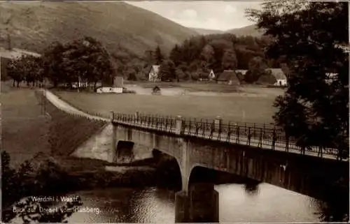 Ak Werdohl im Märkischen Sauerlandkreis, Blick auf Dresel vom Husberg, Brücke