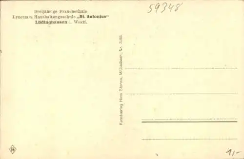 Ak Lüdinghausen im Münsterland Westfalen, Dreijährige Frauenschule Lyzeum St. Antonius