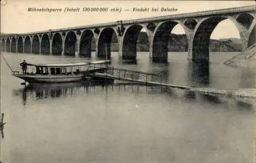 Ak Möhnesee in Westfalen, Möhnetalsperre, Viadukt bei Delecke