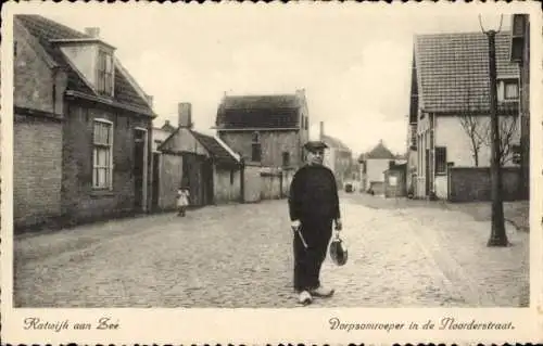 Ak Katwijk aan Zee Südholland Niederlande, Village Crier in der Noorderstraat