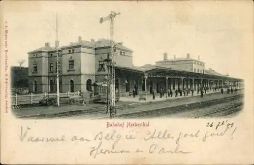 Ak Herbesthal Lontzen Wallonien Lüttich, Bahnhof Gleisseite, Deutsch Belgische Grenze