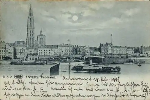 Mondschein Ak Anvers Antwerpen Flandern, Panorama