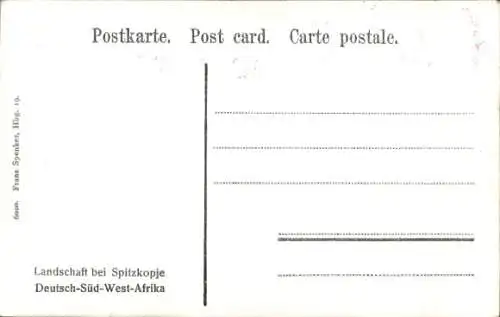 Ak Spitzkopje Deutsch Südwestafrika Namibia, Landschaft, Felswand, Bäume