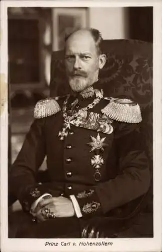 Ak Prinz Carl von Hohenzollern, Porträt in Uniform