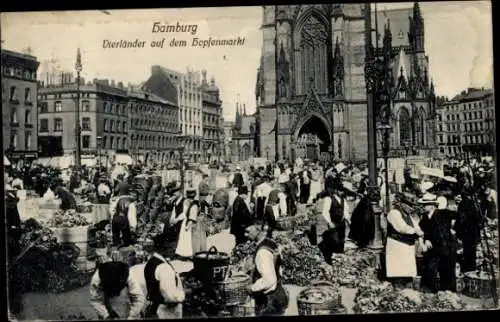 Ak Hamburg Mitte Altstadt, Vierländer auf dem Hopfenmarkt