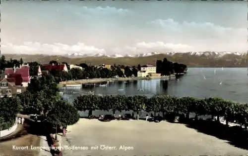 Ak Langenargen am Bodensee, Panorama, Alpen