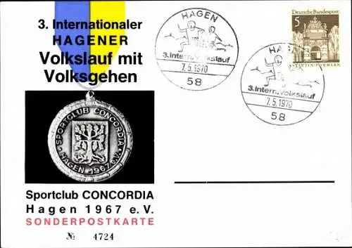 Ak Hagen in Westfalen, 3. Int. Volkslauf mit Volksgehen 1970, Sportclub Concordia, Westfalenpost