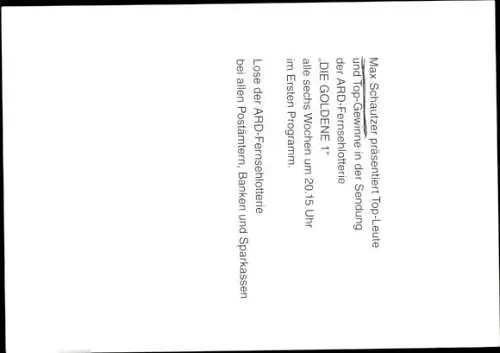 Ak Moderator Max Schautzer, Portrait, Show Die Goldene 1, Autogramm