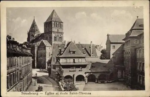 Ak Straßburg Bas Rhin, Thomaskirche mit Schule