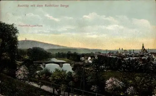 Ak Rochlitz an der Mulde Sachsen, Stadtpanorama mit Rochlitzer Berg, Friedrich August Turm