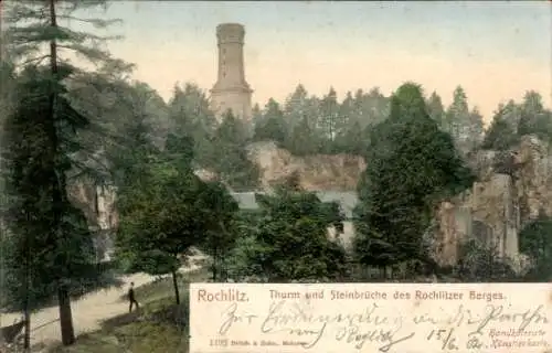 Ak Rochlitz an der Mulde, Rochlitzer Berg, Friedrich August Turm, Steinbrüche