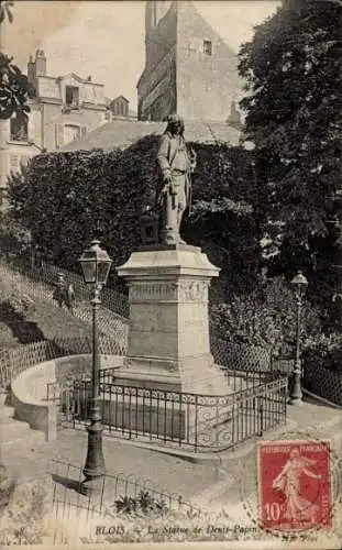 Ak Blois Loir et Cher, Statue von Denis Papin