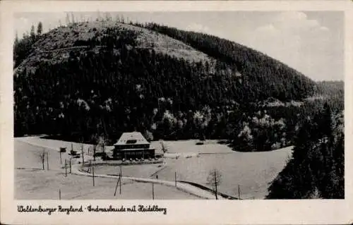 Ak Wałbrzych Waldenburg Schlesien, Andreasbaude mit Heidelberg