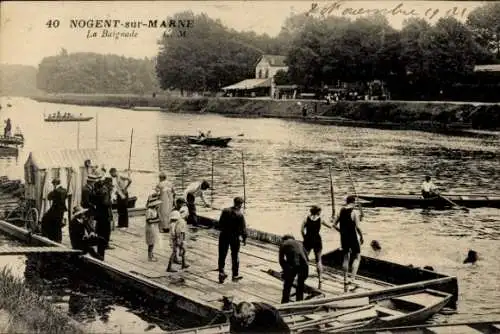 Ak Nogent sur Marne Val de Marne, Baignade