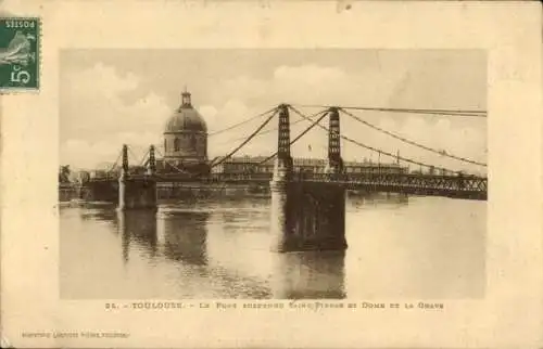 Passepartout Ak Toulouse Haute Garonne, Hängebrücke Saint Pierre