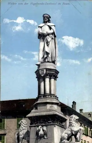 Ak Bozen Bolzano Südtirol, Walter von der Vogelweide-Denkmal