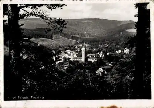 Ak Dubí Eichwald Region Aussig, Durchblick zum Ort