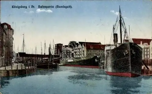 Ak Kaliningrad Königsberg Ostpreußen, Hafen, Dampfer, Hundegatt