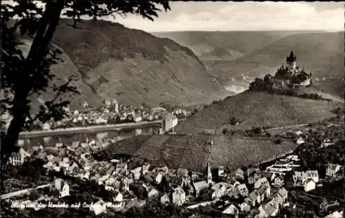 Ak Cochem an der Mosel, Gesamtansicht von der Umkehr, Burg Cochem