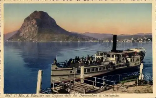 Ak Lugano Kanton Tessin, Monte San Salvatore, Debarcadero di Castagnola