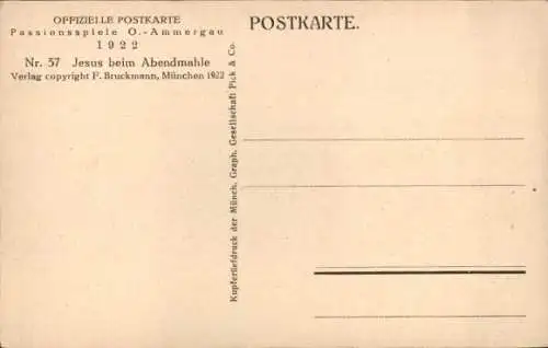 Ak Oberammergau in Oberbayern, Jesus beim Abendmahle, Passionsspiele 1922