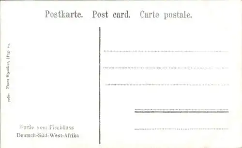 Ak Namibia, Deutsch Südwestafrika, Partie vom Fischfluss, Felsen, Gebirge, Fluss, Einwohner