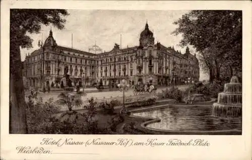 Ak Wiesbaden in Hessen, Hotel Nassau, Nassauer Hof, Kaiser Friedrich-Platz