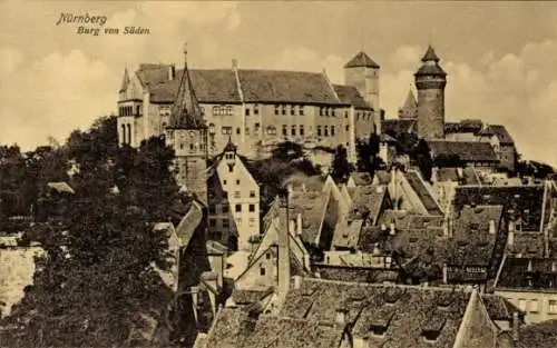 Ak Nürnberg in Mittelfranken, Burg von Süden